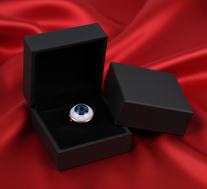 Anillo de compromiso de ojo esmaltado clásico de Plata de Ley 925 ajustable - Product Image 4