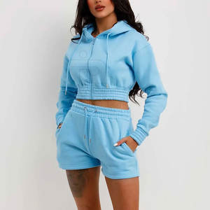 A prueba de viento de algodón hecho sudor traje logotipo personalizado tallas grandes mujeres recortadas sudor traje estilo único sudor traje - Product Image 1