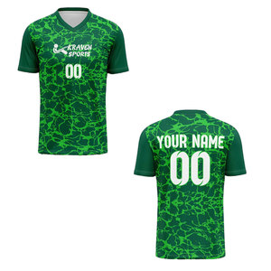 Maillot de football imprimé par sublimation, couleur unie et motif uni, col en V, coupe confortable - Product Image 3