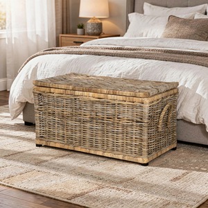 Cesta rectangular grande de ratán para el suelo, hecha a mano, para almacenamiento, venta al por mayor, ecológica, hecha en Vietnam - Product Image 6