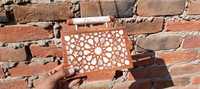 Sac à main de luxe en bois avec incrustation de nacre et jacquard, design arabe moderne, cadeau pour l'Aïd et le Ramadan, fait main, portable, personnalisable