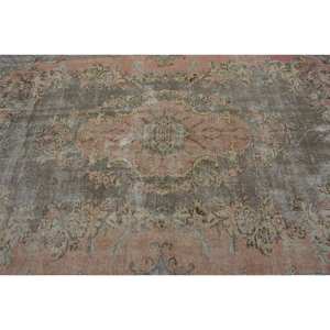 Alfombra de lana turca Vintage, 6x9,3 pies, área grande con diseño de retazos rosa y gris, respaldo de látex estilo pasillo rectangular para uso doméstico - Product Image 5