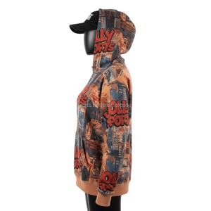 Sudadera con capucha de algodón polar de 320 GSM para mujer, con estampado gráfico completo multicolor, logotipo personalizado, ropa deportiva informal, sudaderas básicas para mujer - Product Image 3