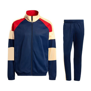 Tenues de survêtement OEM Deux pièces en nylon Coupe ajustée Survêtements personnalisés à fermeture éclair Bandes latérales Coupe-vent Survêtement de sport pour hommes - Product Image 1