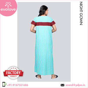 Optimum Quty 100% algodón Vestido de noche largo para mujer Bk Proveedor de venta ampliamente verde azul Color Logo Ropa de dormir Uso en el hogar Verano - Product Image 6