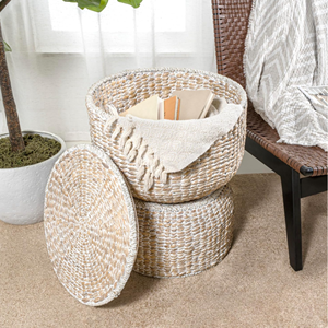 Water Hyacinth Rattan Side <b>Table</b> Eco-Friendly Coffee <b>Table</b> Lid Customized Color <b>Home</b> Furniture Living Room <b>Home</b> Office Vietnam - Product Image 5