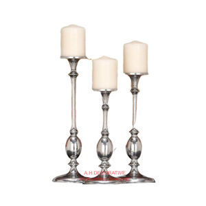 Hot Luxury Shiny Candle Holder <b>Pillar</b> for Wedding Decoration Shiny Silver Plated Luxury Handmade Table Top Candle Stand for Sale - Product Image 4