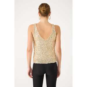 Blusa con Cuello en V y Detalles de Lentejuelas - Product Image 3