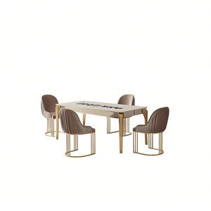 Mesa de Comedor Istanbul de 190 cm con Tapa de Vidrio Templado y Patas de Metal, Estilo Clásico Moderno, Estable para Interiores Elegantes - Product Image 2