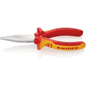 VDE-Certified <b>Long</b>-<b>Nose</b> Pliers 160mm Chrome-Plated Head Multi-Component Handles by for KNIPEX - Product Image 1