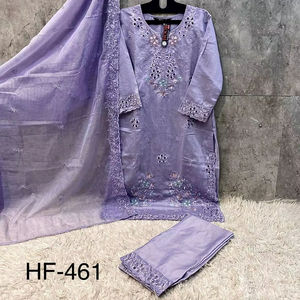 Elegante shalwar kameez de viscosa cristalina con parte inferior suave y un elegante dupatta de organza pesada en tallas XL y XXL - Product Image 1