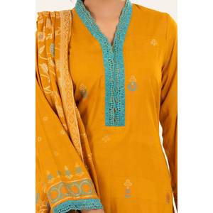 Traje Salwar Kameez Jacquard de 3 Piezas Sin Coser, Estilo Pakistaní, Rayón y Georgette CLP-52178B - Product Image 4