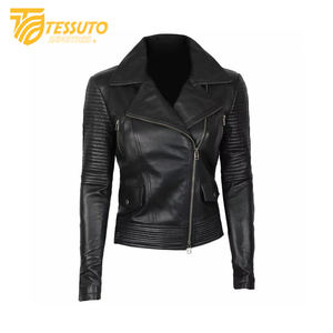 Chaqueta de Cuero Genuino para Mujer de Primera Calidad, Cuello Alto, Transpirable, Invierno, MOQ Bajo, Elegante - Product Image 1