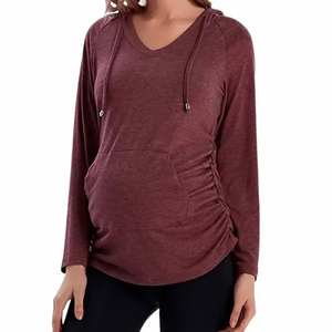 Sudadera de Maternidad Cálida con Forro Polar, Ajuste Ajustable, Apta para Embarazadas, Elástica, con Estampado Tie-Dye, Logotipo Frontal, Casual, Cómoda para Relajarse Todo el Día - Product Image 3