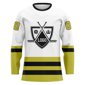 Maillot de hockey sur glace personnalisé avec logo, blanc, orange, vert, jaune, rouge, rayé, uniforme d'équipe, entraînement athlétique pour hommes, pratique sportive - Product Image 4
