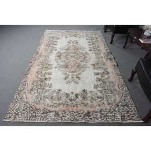 Grand tapis turc de 5,3 x 9 pieds, tapis persan vintage brun - Product Image 1