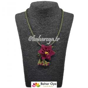 Collares de moda İğne Oyası Sarkaçlı Borulu Kolye Mürdüm - Product Image 1