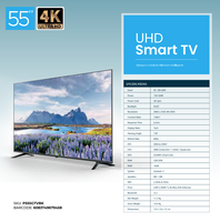 Powerology 55\" 4K UHD Smart LED/LCD TV Resolusi 4K Daya 160W Speaker Daya Tinggi Kontras Tinggi & Waktu Respons Cepat