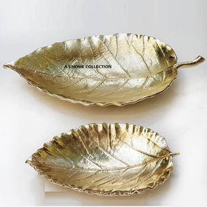 Juego de 2 Tazones de Diferentes Tamaños con Forma de Hoja de Oro para Servir Dulces, Galletas y Bocadillos, Decoración del Hogar, Accesorios de Mesa - Product Image 1