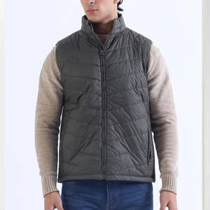 Gilet matelassé gris foncé pour homme, veste isolante imperméable, grande taille, fermeture éclair, vêtement extérieur en softshell - Product Image 1