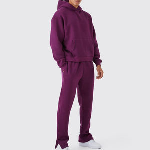 Custom Heavyweight Plain <b>Oversized</b> Cotton Flared Baggy Tracksuit Men Hooded <b>Sweatpants</b> Hoodie Set Eco-friendly Plus Printed - Product Image 1
