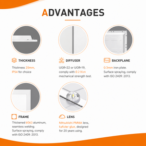 Pannello LED Dimmerabile IP54 3CCT ENEC 60x60 62x62 60x120 30x120, Illuminazione per Ufficio con Disponibilità di Magazzino Europeo, IES <span class=keywords><strong>LDT</strong></span> Disponibile - Product Image 2