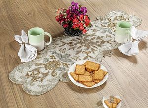 Mesa de comedor de Navidad, Mantel Individual de corredor con cuentas, tela hecha a mano, alfombrilla decorativa para boda con diseño de hojas para uso doméstico - Product Image 6