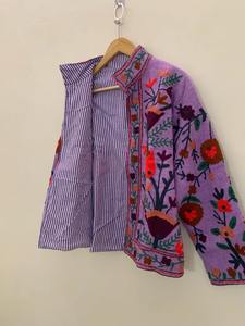 Suzani ทำด้วยมือ TNT เสื้อแจ็กเก็ตปักลายสไตล์โบฮีเมียนแบบมีปก - Product Image 4