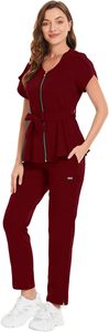 Top Sell Breathable Satin Hospital Uniforms Casual Medical <b>Scrubs</b> Women Custom Embroidery Stretch Short Sleeve <b>Nursing</b> <b>Scrub</b> - Product Image 6