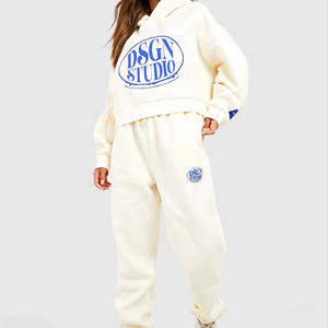 ชุดวอร์มผ้าฟลีซสำหรับผู้หญิงชุดวอร์มแบบสวมหัวชุดวอร์มสองชิ้น - Product Image 1