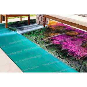 Tapis imprimé Nature View - Design Lac Bleu et Arbres Violets, Tapis en Velours de Luxe - Product Image 3