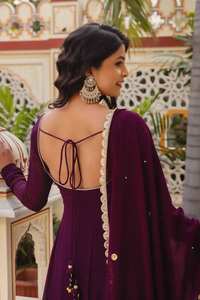 Traje Georgette Salwar de diseñador con bordado, encaje elegante, traje paquistaní Anarkali Dupatta Dress, ropa de boda - Product Image 5