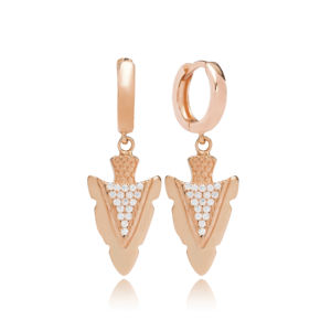 Boucles d'oreilles pendantes en pierre blanche en forme de pointe de flèche turque faite à la main en gros bijoux en argent sterling 925 - Product Image 3