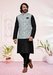 งานแต่งงานสวมใส่ผ้าไหม Kurta, กางเกง, Koti ชุดสําหรับผู้ชายพร้อมสวมใส่คุณภาพดีที่สุดในราคาที่ต่ําสุดผู้ผลิตอินเดีย - Product Image 6