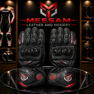 ถุงมือหนังสำหรับขี่มอเตอร์ไซค์ MEESAM LEATHER HOSIERY รุ่นใหม่ ปี 2027 แบบเต็มนิ้ว ระบายอากาศได้ดี พร้อมแถบตีนตุ๊กแก - Product Image 5