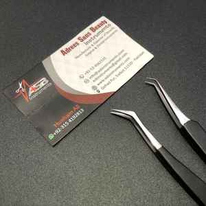 Pinzas japonesas de extensión de pestañas de acero inoxidable, mate negro recubierto de material sostenible, diseño recto y curvo - Product Image 5