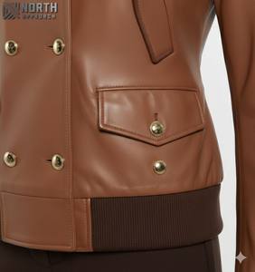 เสื้อแจ็กเก็ตแฟชั่นหนังแกะแท้สำหรับผู้หญิงเสื้อแจ็กเก็ตสไตล์ใหม่ระบายอากาศได้ดีดีไซน์ตามสั่ง100% - Product Image 6