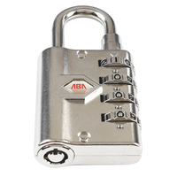 Cadenas de sécurité robuste à combinaison à 4 chiffres, en alliage d'aluminium et de zinc, finition chromée, à levier unique, avec clé de verrouillage