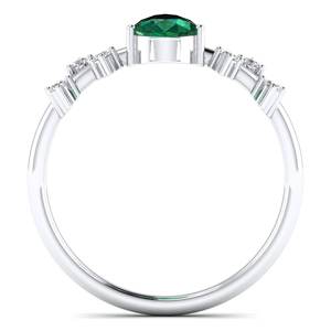 Bague en argent sterling 925 de conception exclusive REYES, pierre précieuse émeraude taille poire de 0,75 carat avec moissanite, vente en gros de bijoux fins - Product Image 4