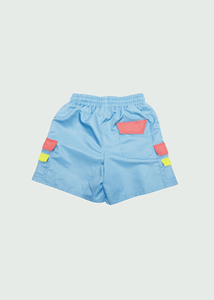 Short de bain sport en nylon tissé brodé violet pour homme, avec cordon de serrage, taille élastique, séchage rapide, entraînement, OEM personnalisé - Product Image 3