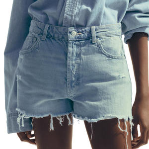 Bermuda taille moyenne de haute qualité pour femmes Style décontracté été Mini Denim avec ourlet brut Techniques lavées quantité minimale de commande bas vente en gros - Product Image 1