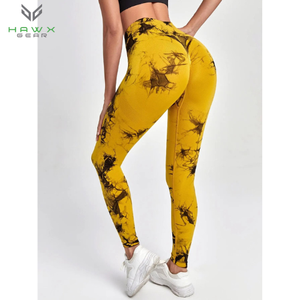 กางเกงโยคะเอวสูงไร้รอยต่อมัดย้อมกางเกงเลกกิ้งคุณภาพสูงสำหรับออกกำลังกายและฟิตเนส - Product Image 6