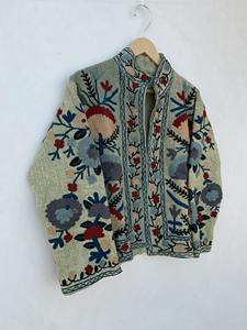 Suzani chaqueta de mujer bordada, chaqueta Kantha Floral, Kantha Vintage chaquetas hechas a mano abrigo, chaquetas kimono de diseñador para niña - Product Image 5