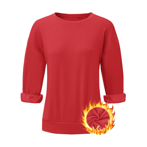 Sweat-shirt à capuche pour femme, décontracté, en molleton de coton, surdimensionné, manches longues, pull-over pour l'hiver et l'automne, uni, teint - Product Image 1