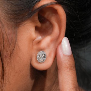 Pendientes minimalistas de oro blanco de lujo, pendientes de diamantes cultivados en laboratorio de corte brillante ovalado, regalos de joyería, pendientes de novia para mujer - Product Image 4