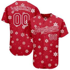 El mejor proveedor de la fabricación Jersey de béisbol auténtico rojo oro-blanco DE LA Navidad 3D para unisex - Product Image 1
