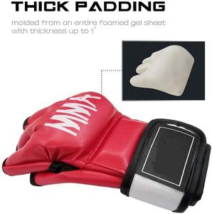 MMA <b>Gloves</b> for Kids Adults Punching Bag Boxing Sparring Grappling Half Finger Thick Padding Long Wrist Hook Loop Closure PU - Product Image 3