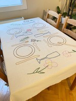 Nappe en lin tissée brodée à la main pour Noël, mariages et célébrations – Décoration de table personnalisable et écologique