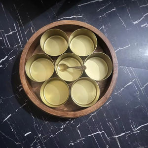 Wooden Spice <b>Box</b> With Seven Bowls and Metal lid High Quality Masala <b>Box</b> Kitchen Tools and Gadget Herbal <b>Box</b> with 7 containers - Product Image 3