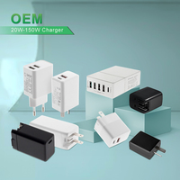UL CE CB TUV pengisi daya Usb 65w dengan colokan, pengisi daya dinding US UK EU dengan adaptor perjalanan Universal